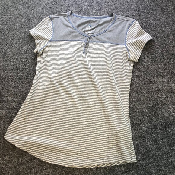 Kuhl Tops - Kuhl Shirt Womens Small Gray Striped Wildfibre Organic Cotton Blend Henley